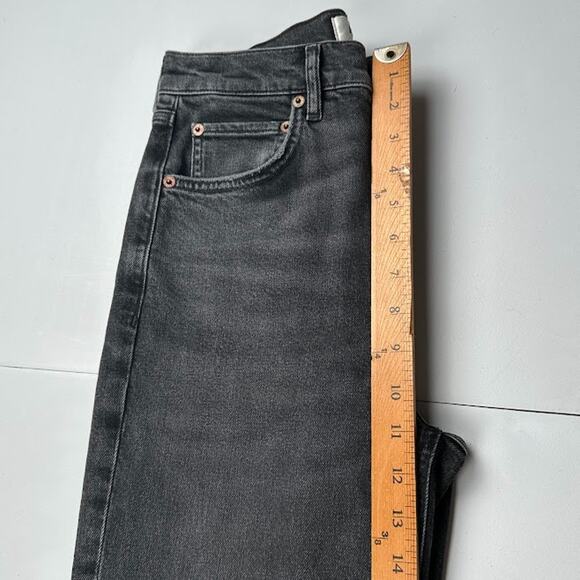 Agolde Jeans Womens 26 Black High Rise Stovepipe Stretch Pockets Raw Hem - Picture 10 of 12